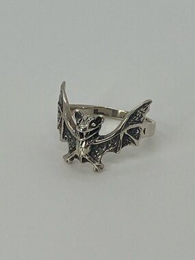 Vtg 925 Sterling Silver Realistic Bat Ring Size 6.5